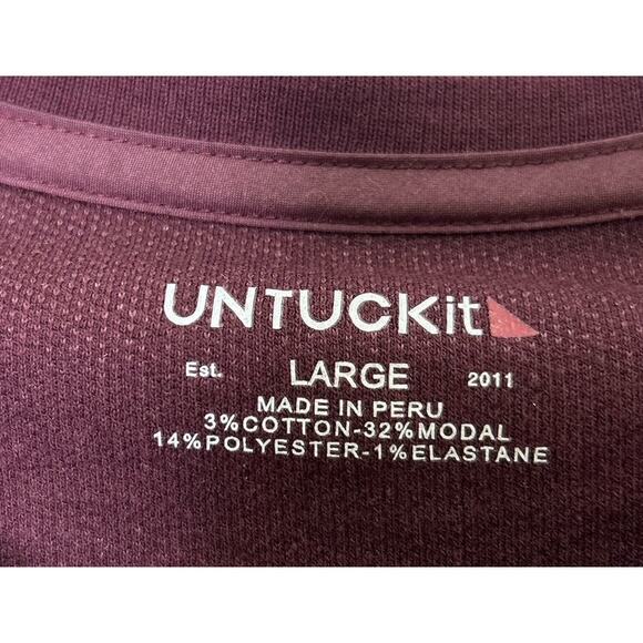 UNTUCKit Mens Purple Cotton Modal 1/4 Snap Front Henley Long Sleeve Shirt - Picture 7 of 7